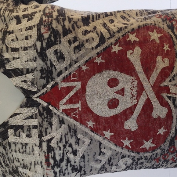 Buckle Tee Women's S Gray White Red Short Sleeve Graphic Tie Dye Fallen Angel - Picture 2 of 8